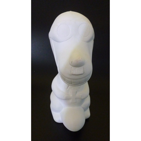 Vintage SNOOPY ON BOMB Torpedo Red Baron Ceramic Peanuts Figure Unpainted 7 1/4" - Picture 1 of 12